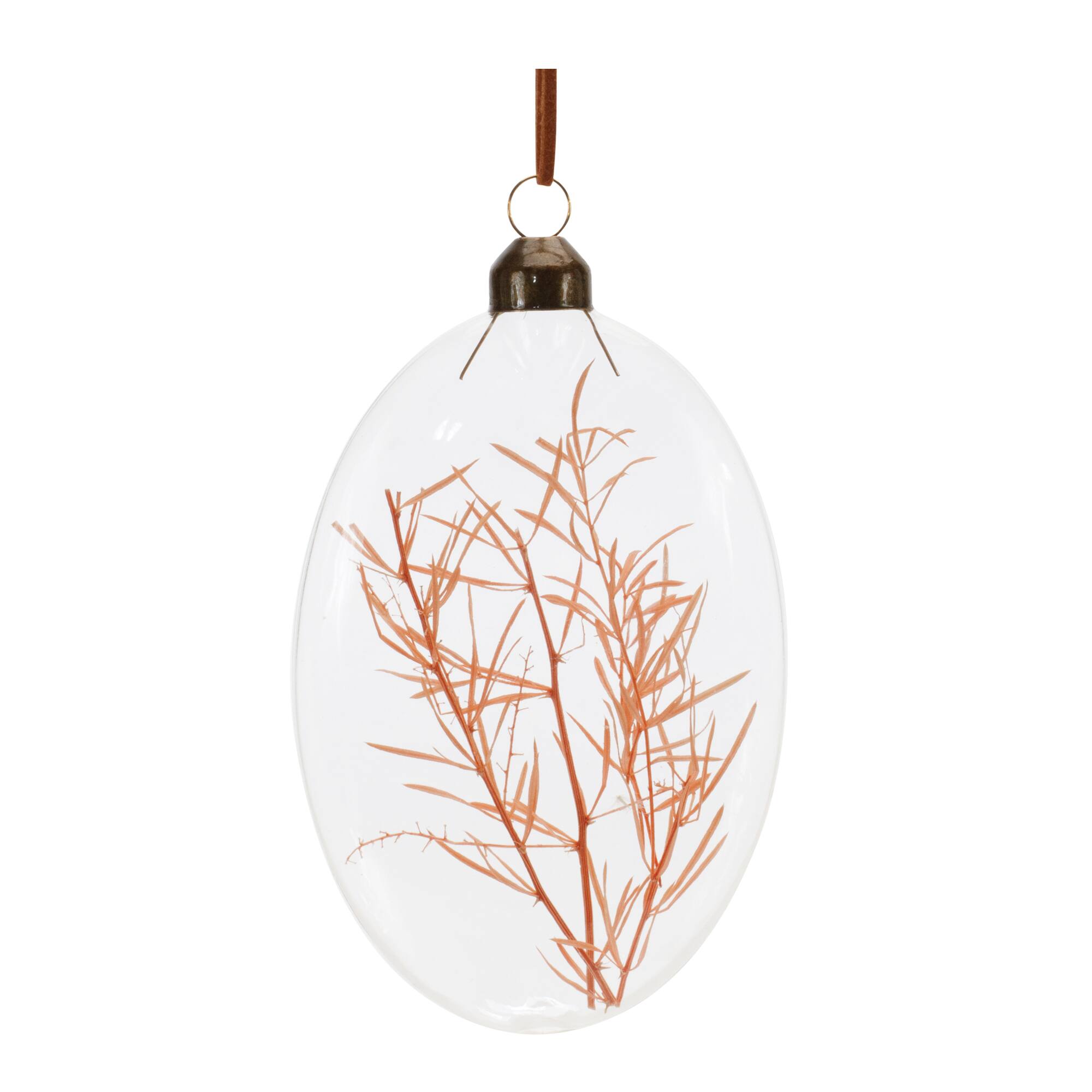 12 Pack 5.5" Warm Tone Dried Floral Glass Ornaments
